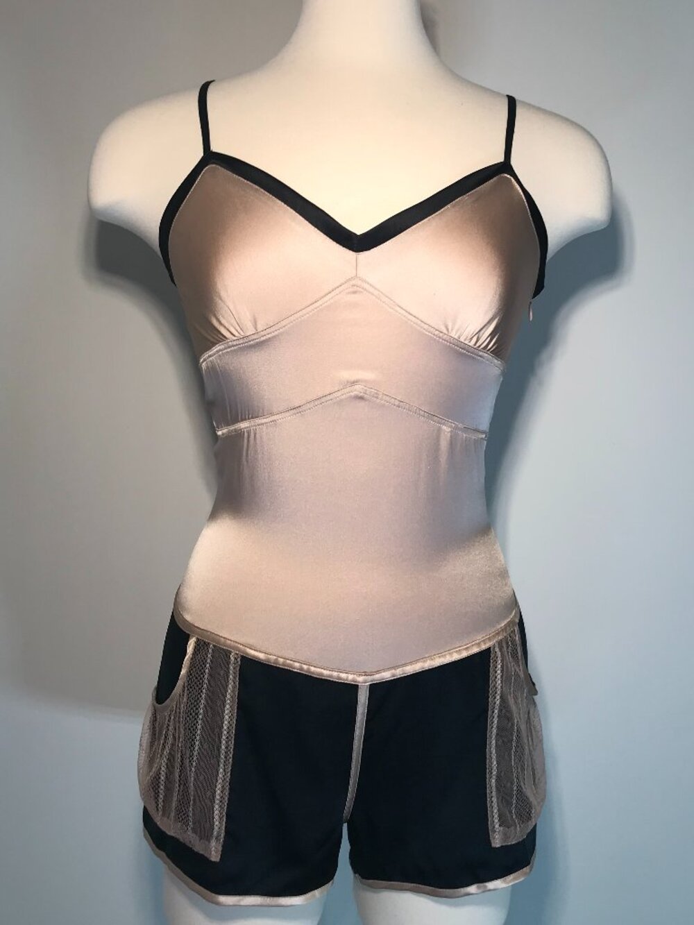 Vintage Kiki de Montparnasse Silk Nude/Black Belle Du Jour Romper